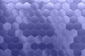 Background and texture of hexagonal multicolored metal tiles
