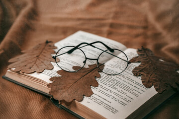 old book and glasses