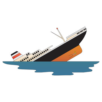 Ship Sinking vector illustration isolated on a white in EPS10