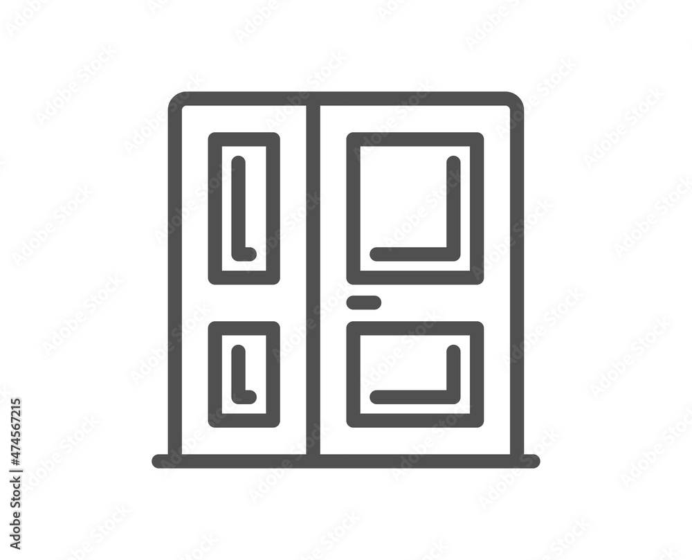 Poster entrance line icon. entry door sign. building exit symbol. quality design element. linear style entr