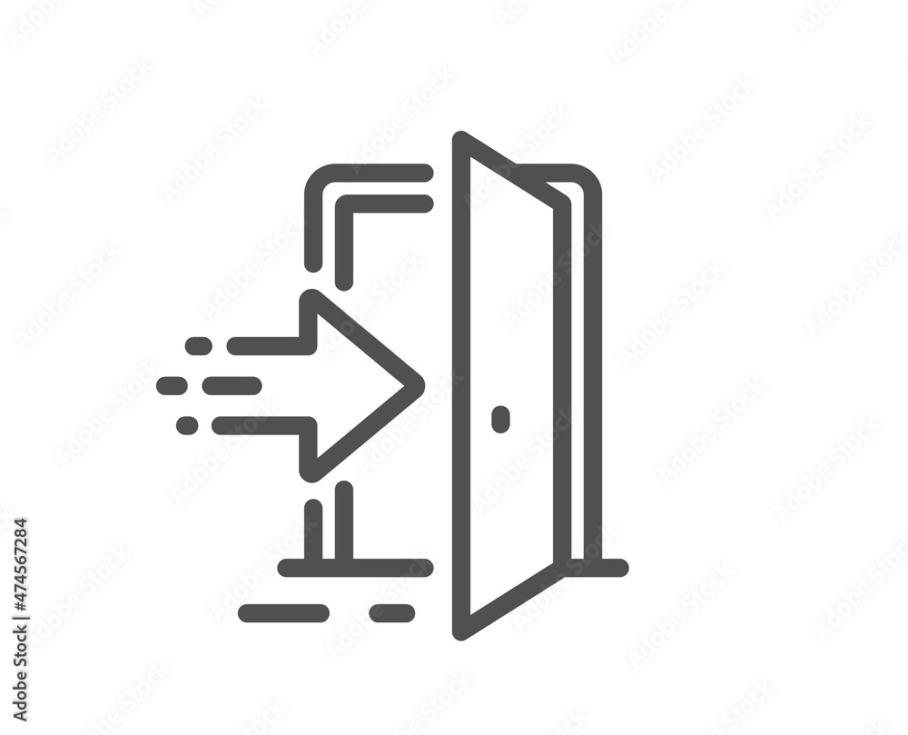 Poster entrance line icon. entry door sign. building exit symbol. quality design element. linear style entr