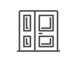 Entrance line icon. Entry door sign. Building exit symbol. Quality design element. Linear style entrance icon. Editable stroke. Vector