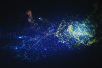 Abstract blue digital wave wallpaper. Landing page, technology and future concept. 3D Rendering.