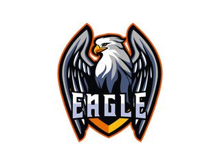 Eagle Vector Logo. American bald Eagle head, Gaming, esport, wings, Badge, game, Sport Team, mascot illustration. editable eps isolated