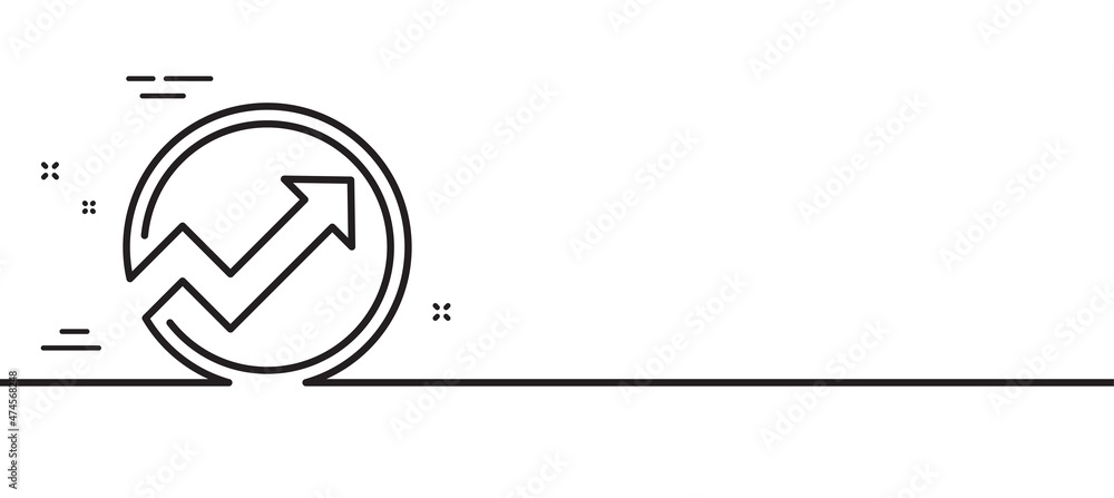 Poster chart line icon. report graph or sales growth sign in circle. analysis and statistics data symbol. m