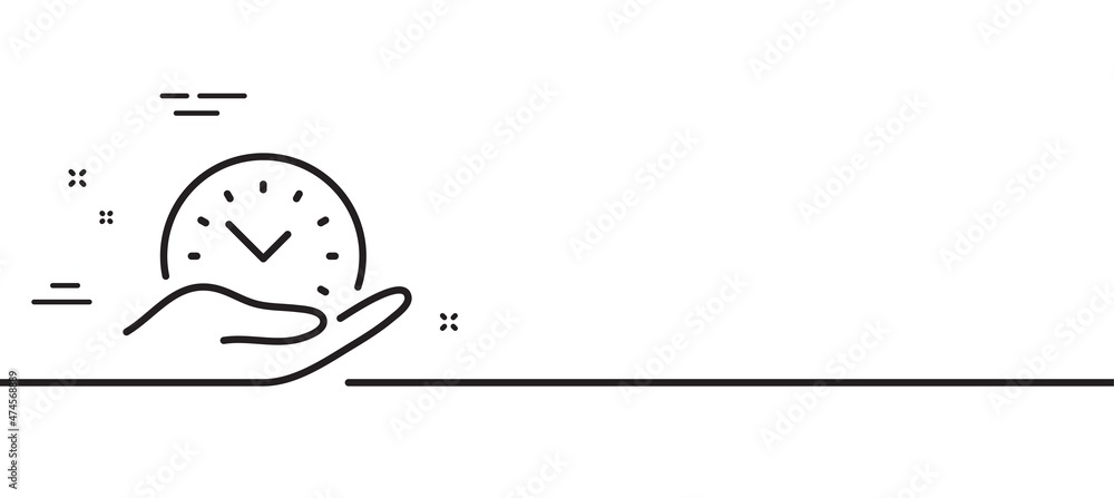 Poster safe time line icon. clock sign. office management symbol. minimal line illustration background. saf