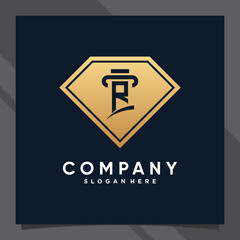 Creative diamond combined law logo design initial letter r with negative space concept