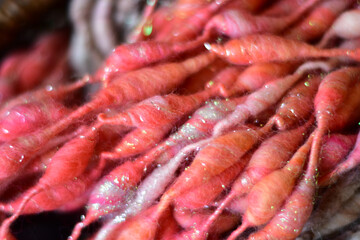 background photo of textured handspun art yarn