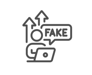 Fake internet line icon. Web propaganda sign. Wrong truth symbol. Quality design element. Linear style fake internet icon. Editable stroke. Vector