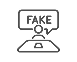 Fake review line icon. Social propaganda sign. Wrong truth symbol. Quality design element. Linear style fake review icon. Editable stroke. Vector