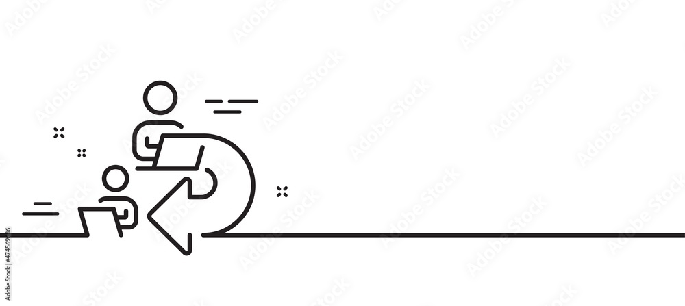 Poster delegate work line icon. teamwork share sign. remote office symbol. minimal line illustration backgr