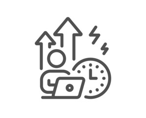 Difficult stress grows line icon. Work pressure sign. Mental health symbol. Quality design element. Linear style difficult stress icon. Editable stroke. Vector