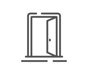 Open door line icon. Entrance doorway sign. Building entry symbol. Quality design element. Linear style open door icon. Editable stroke. Vector