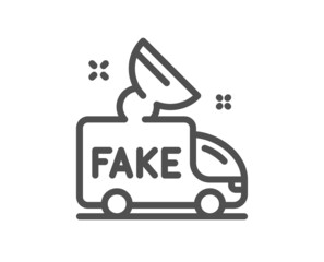 Fake news line icon. Propaganda truck sign. Wrong truth symbol. Quality design element. Linear style fake news icon. Editable stroke. Vector