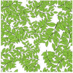 Beautiful closeup of green leaves for decoration design. Abstract green color background. Vector fabric seamless pattern. Botanical print. Summer vector illustration.