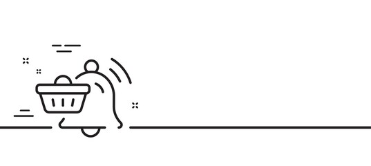 Notification cart line icon. Bell alarm reminder sign. Shopping message symbol. Minimal line illustration background. Notification cart line icon pattern banner. White web template concept. Vector