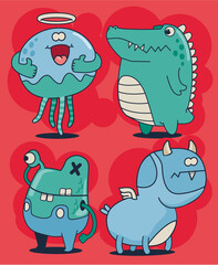 cute monsters vector set for t shirt design