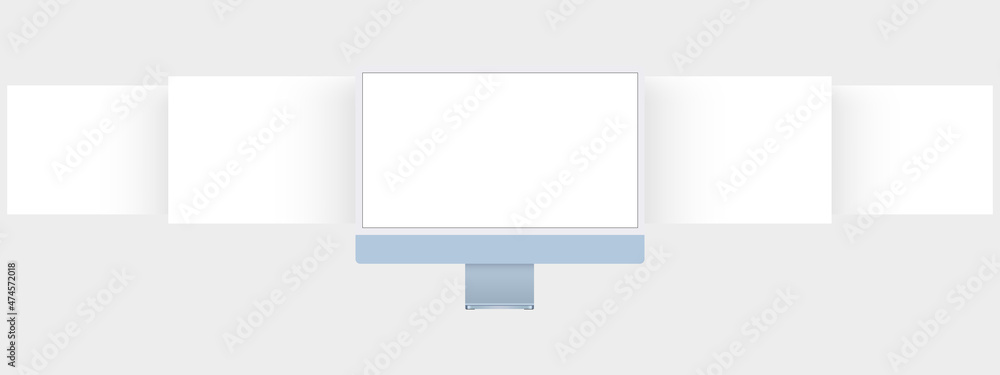 Aufkleber pc monitor blue mockup with blank web pages. concept for showing screenshots of web-sites. vector il