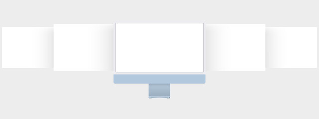 PC Monitor Blue Mockup with Blank Web Pages. Concept for Showing Screenshots of Web-Sites. Vector Illustration