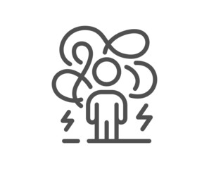Difficult stress line icon. Anxiety depression sign. Mental health or Psychology symbol. Quality design element. Linear style difficult stress icon. Editable stroke. Vector