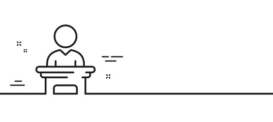 Election candidate line icon. Public voting sign. Politics campaign symbol. Minimal line illustration background. Election candidate line icon pattern banner. White web template concept. Vector