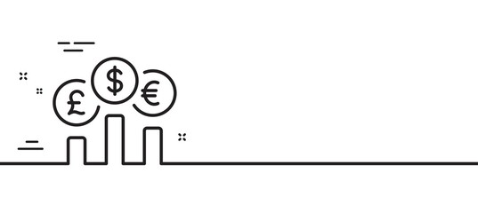 Currency rates line icon. Money exchange sign. Stock trade symbol. Minimal line illustration background. Currency rate line icon pattern banner. White web template concept. Vector