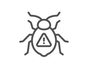 Software bug line icon. Cyber attack sign. Computer virus symbol. Quality design element. Linear style software bug icon. Editable stroke. Vector
