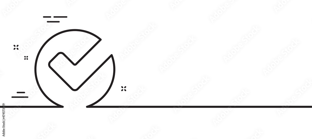 Poster check line icon. approved tick sign. confirm, done or accept symbol. minimal line illustration backg