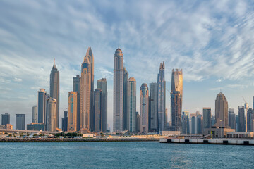 Fototapeta na wymiar Dubai Marina and famous Jumeirah beach Skyline view