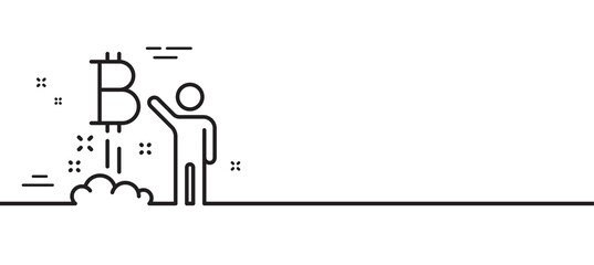 Bitcoin line icon. Cryptocurrency startup sign. Crypto project symbol. Minimal line illustration background. Bitcoin project line icon pattern banner. White web template concept. Vector