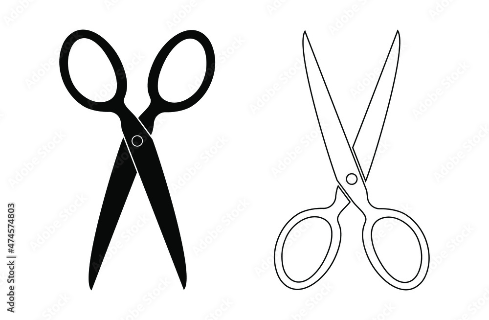 Poster scissors icon. black scissors icons set. vector illustration. linear scissors sign isolated