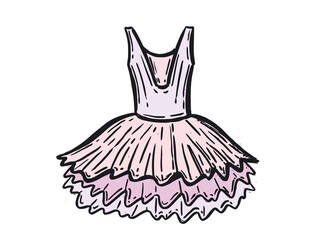 Tutu dress, ballerina. Hand drawn illustration.