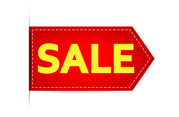 Discount offer ribbon. Red shopping tag ribbon. Conceptual business icon. Vector illustration. Sale icon.