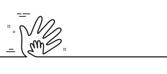 Hand line icon. Social responsibility sign. Honesty, collaboration symbol. Minimal line illustration background. Social responsibility line icon pattern banner. White web template concept. Vector