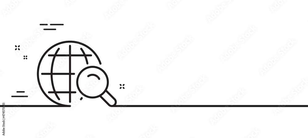 Poster global search line icon. world or globe sign. website search engine symbol. minimal line illustratio