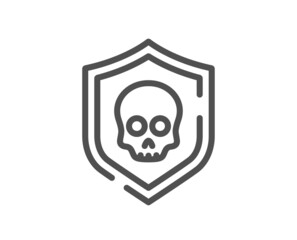Cyber attack line icon. Ransomware threat sign. Data protection symbol. Quality design element. Linear style cyber attack icon. Editable stroke. Vector