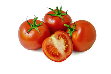 fresh organic tomatoes isolated on white