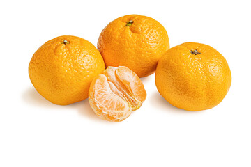 juicy ripe mandarins isolated on white