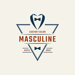 Classic Vintage Retro Label Badge for Clothing Apparel Gentleman and Masculine Logo Emblem Design Template Element