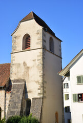 Fototapeta na wymiar Zug, Switzerland, tower of a medieval chapel called Liebfrauenkapelle