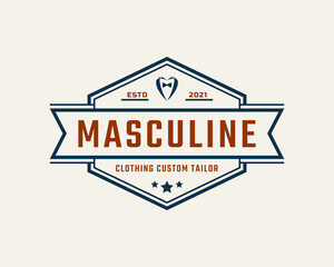 Classic Vintage Retro Label Badge for Clothing Apparel Gentleman and Masculine Logo Emblem Design Template Element