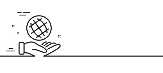 Safe planet line icon. World sign. Ecology symbol. Minimal line illustration background. Safe planet line icon pattern banner. White web template concept. Vector