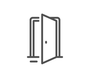 Open door line icon. Entrance doorway sign. Building entry symbol. Quality design element. Linear style open door icon. Editable stroke. Vector