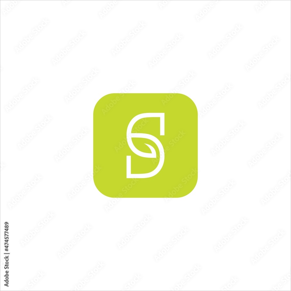 Wall mural letter s logo vector template leaf line