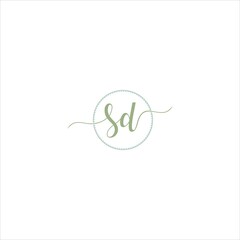 letter s d logo vector template cursive