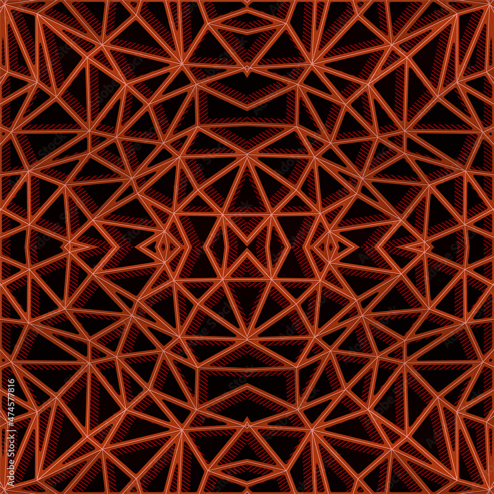 Poster kaleidoscopic background with colorful lines and geometric shapes. 3d rendering illustration