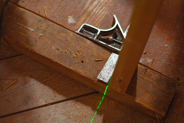 Building framing with wooden material, home renovation 2 by 4 material, setting up a new wall.