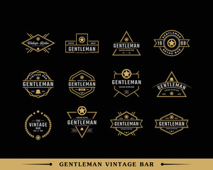 Set of Creative Classic Vintage Retro Label Badge for Gentleman Cloth Apparel Logo Design Inspiration