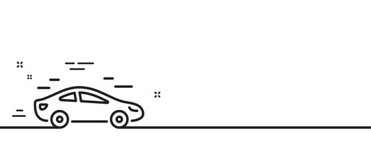 Car transport line icon. Transportation vehicle sign. Driving symbol. Minimal line illustration background. Car line icon pattern banner. White web template concept. Vector
