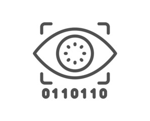 Artificial intelligence line icon. Retinal access sign. Privacy secure symbol. Quality design element. Linear style artificial intelligence icon. Editable stroke. Vector